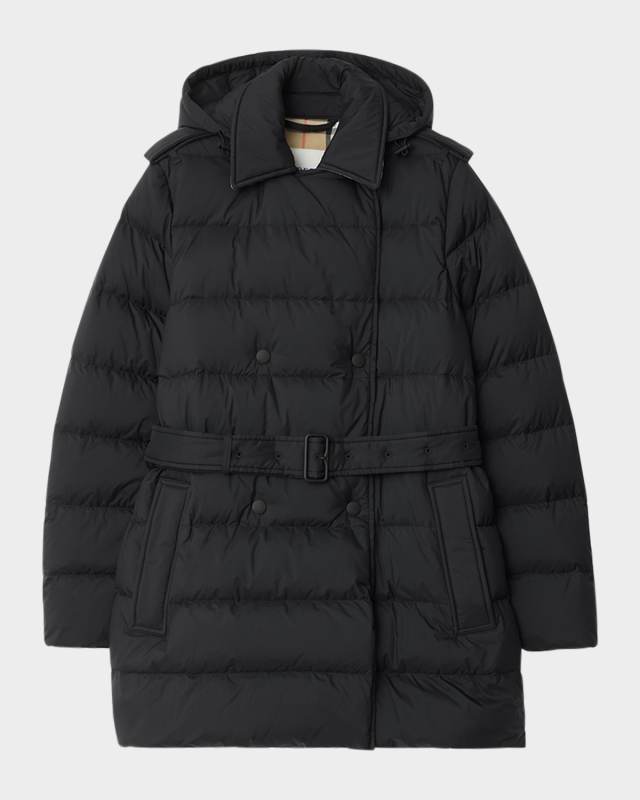 Kent Belted Parka Jacket With Detachable Hood